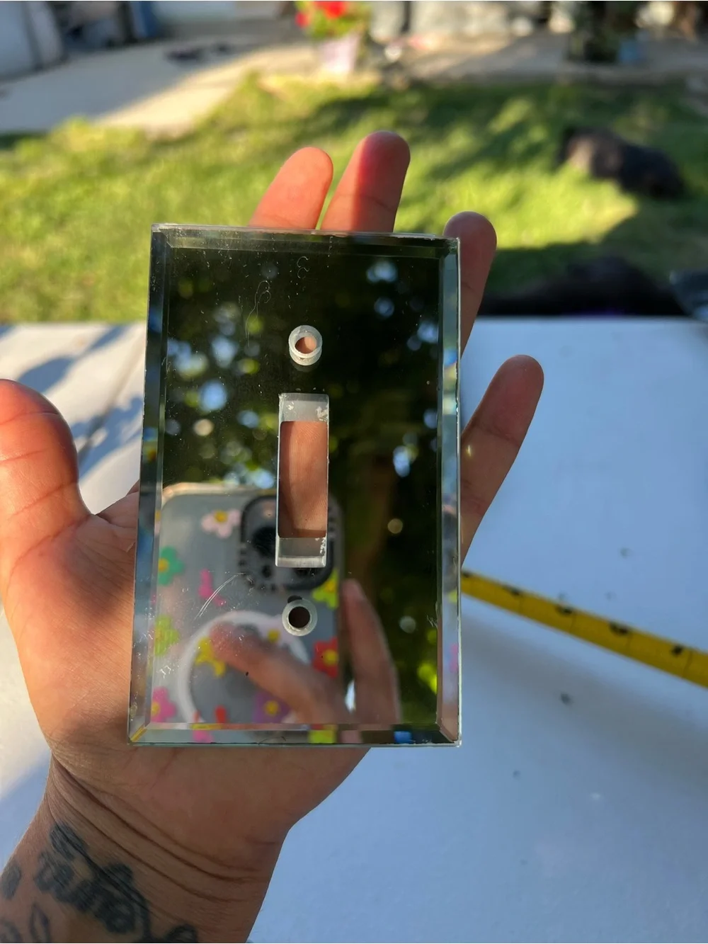 Mirrored Glass Toggle Light Switch Cover Plate - Silver Finish